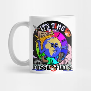 Save The Planet - It's Time To End Fossil Fuels - Free Renewable Energy Illustration Mug